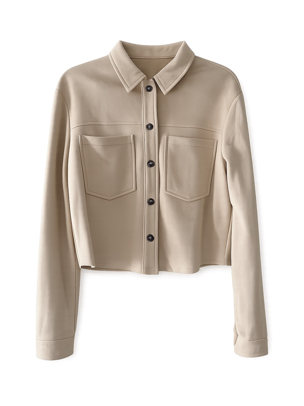 Primark Beige Faux Suede Button-Down Shacket Jacket - Size S Like New